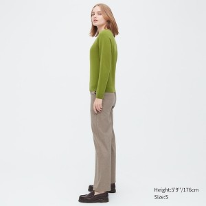 Uniqlo 3D Knit Cashmere Crew Neck Long-Sleeve Ženske Džemperi Zelene | 0876-VDINZ