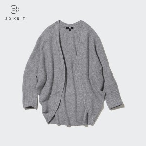 Uniqlo 3D Knit Souffle Yarn Long-Sleeve Ženske Kardigan Tamno Sive | 7281-RPITB
