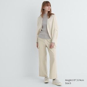 Uniqlo 3D Knit Souffle Yarn Long-Sleeve Ženske Kardigan Bijele | 9234-ELNJD