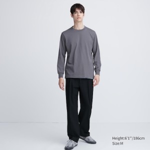 Uniqlo AIRism Cotton UV Protection Crew Neck Muške Majice Sive | 8712-QXITU