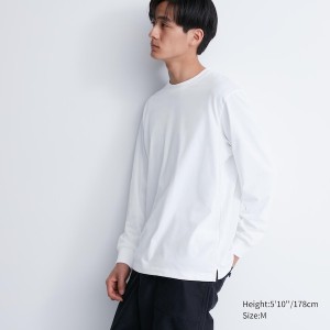 Uniqlo AIRism Cotton UV Protection Crew Neck Muške Majice Bijele | 1973-RHAYW