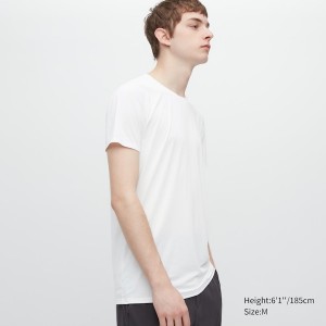 Uniqlo AIRism Crew Neck Short-Sleeve Muške Majice Bijele | 9758-YJWHF
