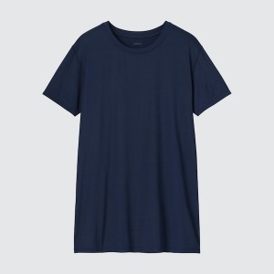Uniqlo AIRism Crew Neck Short-Sleeve Muške Majice Plave | 1328-RDHCB