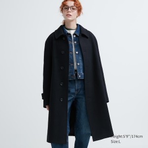 Uniqlo Balmacaan Ženske Kaputi Tamnoplave | 1543-NLVEW