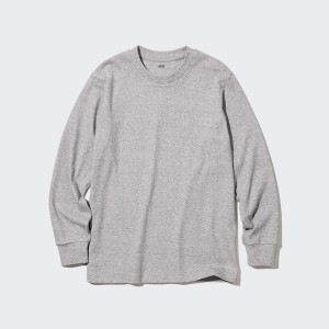 Uniqlo Brushed Cotton Crew Neck Long-Sleeve Muške Majice Sive | 6509-EUYNP