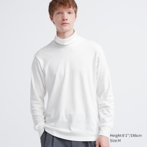 Uniqlo Brushed Cotton Turtleneck Long-Sleeve Muške Majice Bijele | 7430-MFTBR