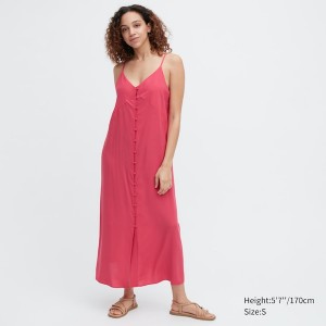 Uniqlo Button Down Camisole Flare Ženske Haljina Roze | 9206-QSCEF