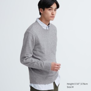 Uniqlo Cashmere Crew Neck Long-Sleeve Muške Džemperi Sive | 3580-BGCAE