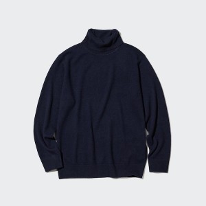Uniqlo Cashmere Turtleneck Long-Sleeve Ženske Džemperi Tamnoplave | 3960-BODAJ