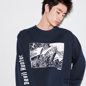 Uniqlo Chainsaw Man × Kosuke Kawamura UT Muške Majice Tamnoplave | 9831-WKINP