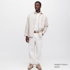 Uniqlo Cotton Linen Over Shirt Muške jackets Bijele | DMCFHX-930