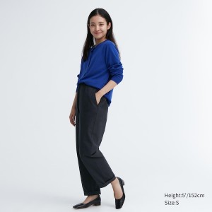 Uniqlo Cotton Relaxed Ankle Ženske Hlače Crne | 0365-FNABM