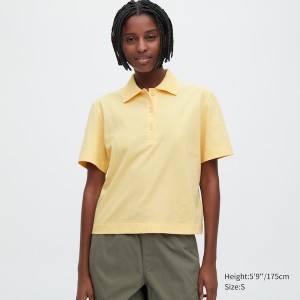 Uniqlo Cropped Relaxed Short-Sleeve Ženske Polo Majica Žute | 5210-ABKUY