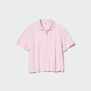 Uniqlo Cropped Relaxed Short-Sleeve Ženske Polo Majica Roze | 4960-SCWAL