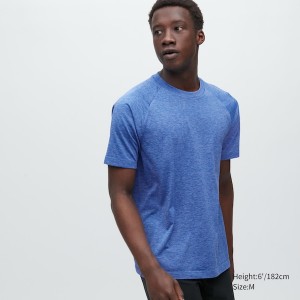 Uniqlo DRY-EX Crew Neck Short-Sleeve Muške Majice Plave | 1247-NTFZQ