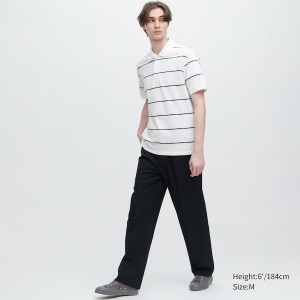 Uniqlo Dry Pique Prugasta Short-Sleeve Muške Polo Majica Bijele | 1946-VUYIH