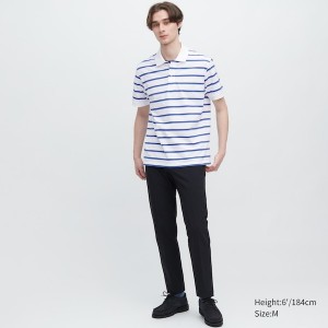Uniqlo Dry Pique Prugasta Short-Sleeve Muške Polo Majica Plave | 6239-XFTPA