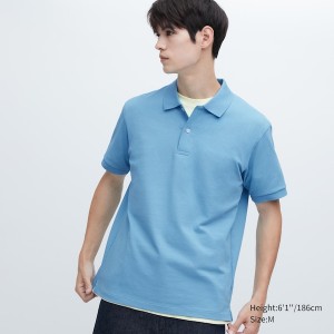 Uniqlo Dry Pique Short-Sleeve Muške Polo Majica Plave | 2305-SOQWU