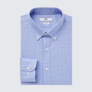Uniqlo Easy Care Checked Stretch Slim-Fit Long-Sleeve Muške Košulje Plave | 5849-XEGFY