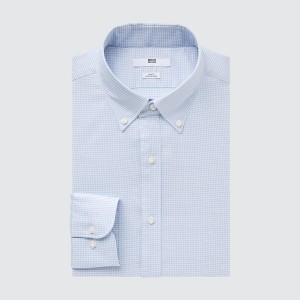 Uniqlo Easy Care Checked Stretch Slim-Fit Long-Sleeve Muške Košulje Plave | 8305-YSLJH