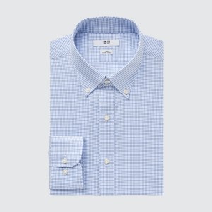 Uniqlo Easy Care Checked Stretch Slim-Fit Long-Sleeve Muške Košulje Plave | 9760-UMDAW