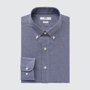 Uniqlo Easy Care Checked Stretch Slim-Fit Long-Sleeve Muške Košulje Tamnoplave | 8436-UCAWL