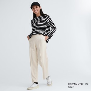 Uniqlo Easy Wide Ravno Ženske Hlače Bijele | 2415-CUNZP