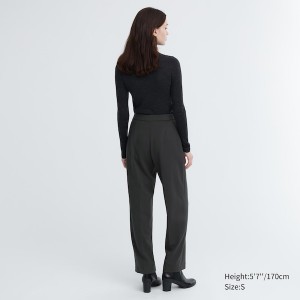 Uniqlo Easy Wide Ravno Ženske Hlače Tamno Sive | 2170-VCXQP