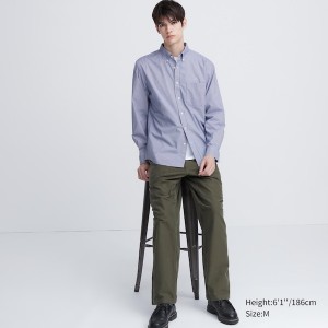Uniqlo Extra Fine Cotton Broadcloth Checked Long-Sleeve Muške Košulje Plave | 0623-PVLSA