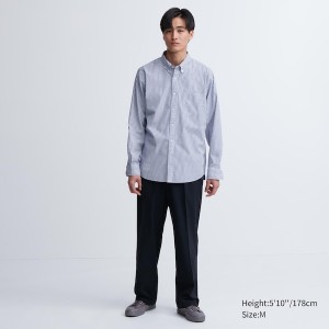 Uniqlo Extra Fine Cotton Broadcloth Prugasta Long-Sleeve Muške Košulje Plave | 8152-XGQZN