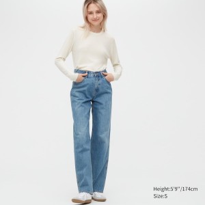 Uniqlo Extra Fine Merino Crew Neck Long-Sleeve Ženske Džemperi Bijele | 5241-OCZKW