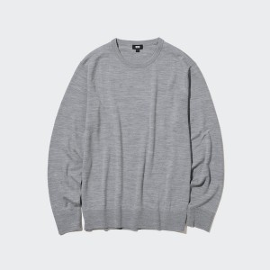 Uniqlo Extra Fine Merino Crew Neck Muške Džemperi Sive | 6153-JUICA