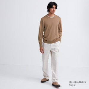 Uniqlo Extra Fine Merino Crew Neck Muške Džemperi Boje Marelice | 9715-TFRNV