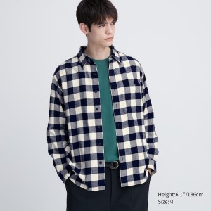 Uniqlo Flannel Checked Long-Sleeve Muške Košulje Plave | 9801-VEWNU