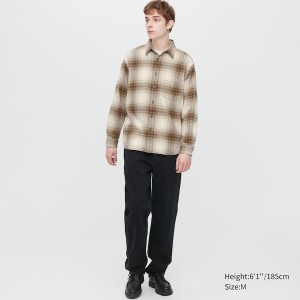 Uniqlo Flannel Checked Long-Sleeve Muške Košulje Bakrene | 5639-WHFYX