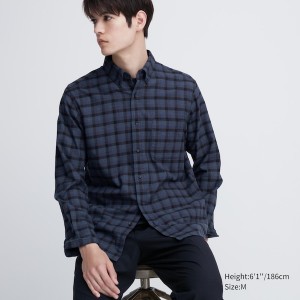 Uniqlo Flannel Checked Long-Sleeve Muške Košulje Plave | 2968-AFRTL