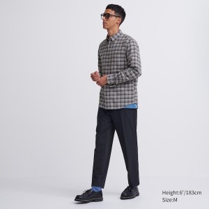 Uniqlo Flannel Checked Long-Sleeve Muške Košulje Sive | 4578-DLZGX
