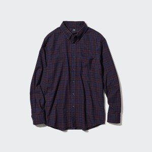 Uniqlo Flannel Checked Long-Sleeve Muške Košulje Bordo | 2580-EWAFT
