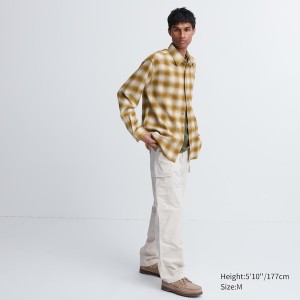 Uniqlo Flannel Checked Long-Sleeve Muške Košulje Žute | 4153-IVLEO