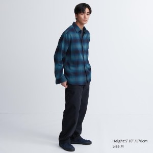 Uniqlo Flannel Checked Long-Sleeve Muške Košulje Plave | 6823-WHEZF