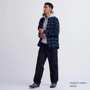 Uniqlo Flannel Checked Long-Sleeve Muške Košulje Plave | 9874-WETNQ