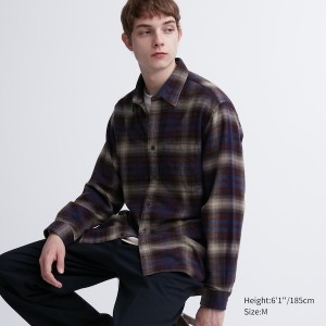 Uniqlo Flannel Checked Long-Sleeve Muške Košulje Bordo | 1235-UYDTX