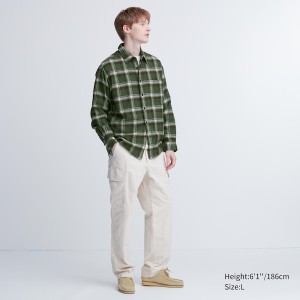 Uniqlo Flannel Checked Long-Sleeve Muške Košulje Bež | 6023-ECOQY