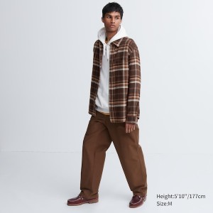 Uniqlo Flannel Checked Long-Sleeve Muške Košulje Smeđe | 6784-HORTG