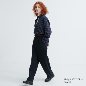 Uniqlo Flannel Checked Long-Sleeve Ženske Košulje Plave | 4052-RXUBS