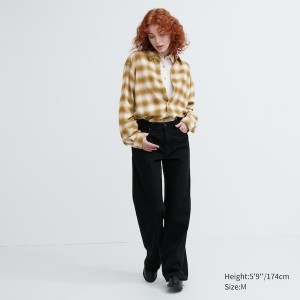 Uniqlo Flannel Checked Long-Sleeve Ženske Košulje Žute | 6287-ZVQTF