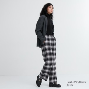 Uniqlo Flannel Checked Ženske Hlače Sive | 4673-WZBAV