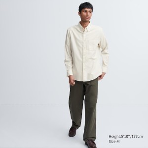 Uniqlo Flannel Long-Sleeve Muške Košulje Bijele | 4639-KZUAB