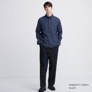 Uniqlo Flannel Long-Sleeve Muške Košulje Plave | 3046-FNZXY