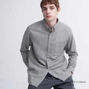 Uniqlo Flannel Long-Sleeve Muške Košulje Sive | 7810-TMESB